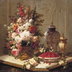 Tableau sur toile. Jean-Baptiste Robie, Composition de fleurs