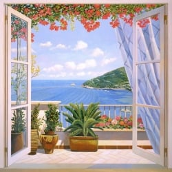 Cuadros ventana en canvas. Andrea Del Missier, Ventana al mar tranquilo