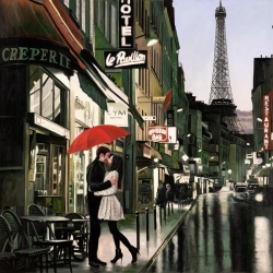 Wall art print and canvas. Pierre Benson, Romance in Paris