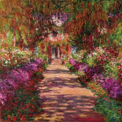 Quadro, stampa su tela. Claude Monet, Sentiero nel giardino di Monet, Giverny