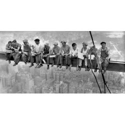 Quadro, stampa su tela. Charles C. Ebbets, Muratori che pranzano su una trave in cima a un grattacielo, New York, 1932 (dettagli
