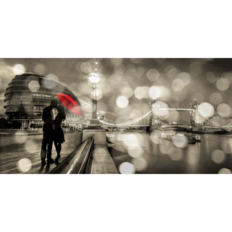 Wall art print and canvas. Dianne Loumer, Kissing in London (BW)