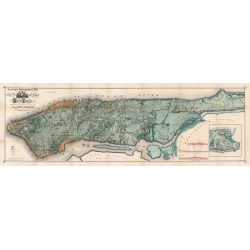 Quadro, stampa su tela. Mappa di Manhattan, 1865