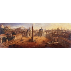 Cuadro en canvas. Gaspar Van Wittel, Piazza del Popolo, Roma (detalle)