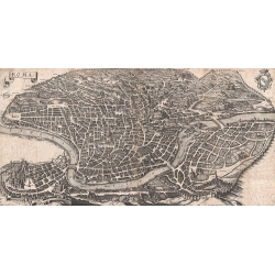 Cuadro mapamundi en canvas. Merian, Vista panorámica de Roma, 1640