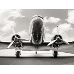 Wall art print and canvas. Vintage DC-3 in air field