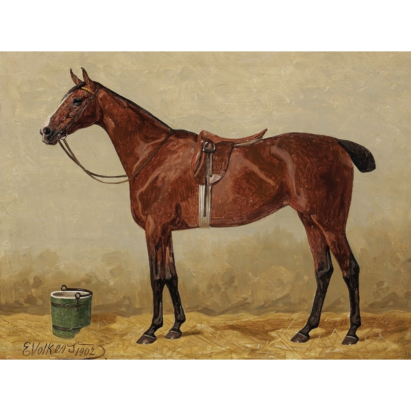 Wall art print and canvas. Emil Volkers, Bay in a stable