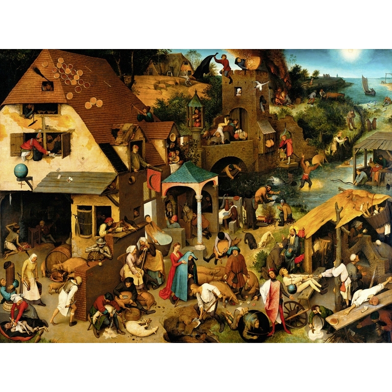 Wall art print and canvas. Bruegel the Elder, The Dutch Proverbs