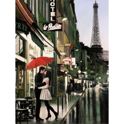 Cuadro romantico en canvas. Pierre Benson, Amor en Paris (detalle)