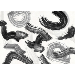 Quadro astratto in bianco e nero, stampa su tela. Ikeda, Happening