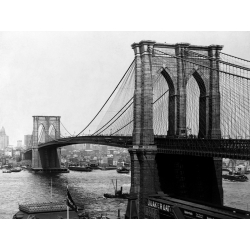Quadro, stampa su tela. A. Loeffler, Brooklyn Bridge, New York, 1900