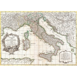 Tableau sur toile. Janvier Robert, Carte d'Italie, 1770
