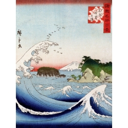 Tableau Japonais. Hokusai, Le mont Fuji derrière la mer agitée 