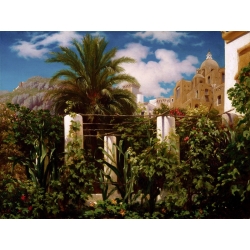 Tableau sur toile. Frederic Leighton, Jardin d'une auberge, Capri