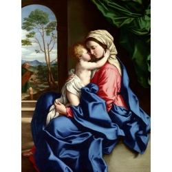 Tableau sur toile. Sassoferrato, La Vierge et l'enfant, l'étreinte 