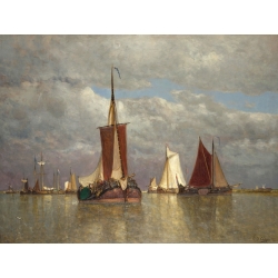 Wall art print and canvas. Paul Jean Clays, Ships lying near Dordrecht