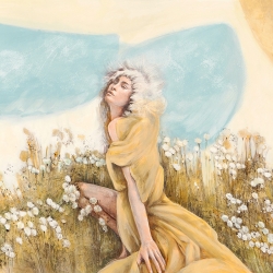 Tableau femme sur toile. La fée du ciel (détail)