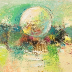 Abstract wall art print and canvas. Lucas, Emerald Moon (detail)