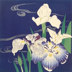 Japanese art print, poster. Tsukioka Kogyo, Irises on the Water