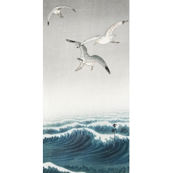 Japanese art print, poster. Ohara Koson, Three seagulls