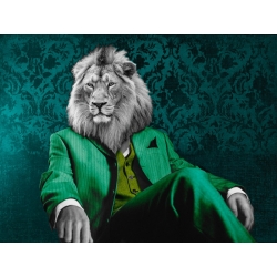 Tableau et poster avec lion. VizLab, Pensive Leader (Pop Version)