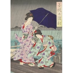 Cuadros y laminas japonesas. Chikanobu, Between the banks II