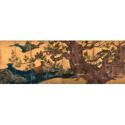 Cuadro japonés en lienzo Kano Eitoku, Árboles