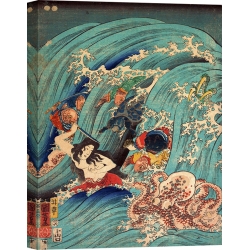 Wall art print and canvas. Kuniyoshi Utagawa, Recovering a jewel from the palace of the dragon king I