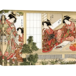 Quadro, stampa su tela. Katsukawa Shunsho, Bellezze Giapponesi, 1776